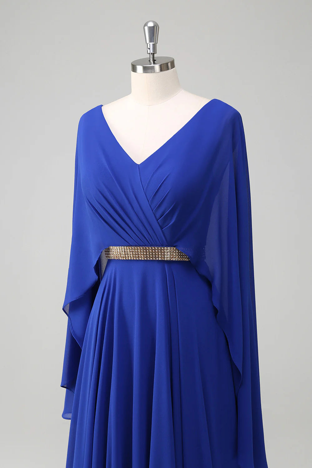 OKBBN A-line V-neck pleated long bridal mother gown