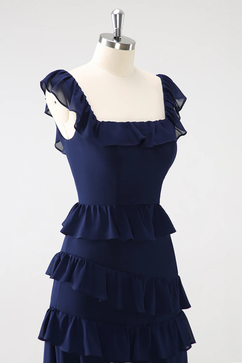 OKBBN A-line layered chiffon long bridesmaid dress