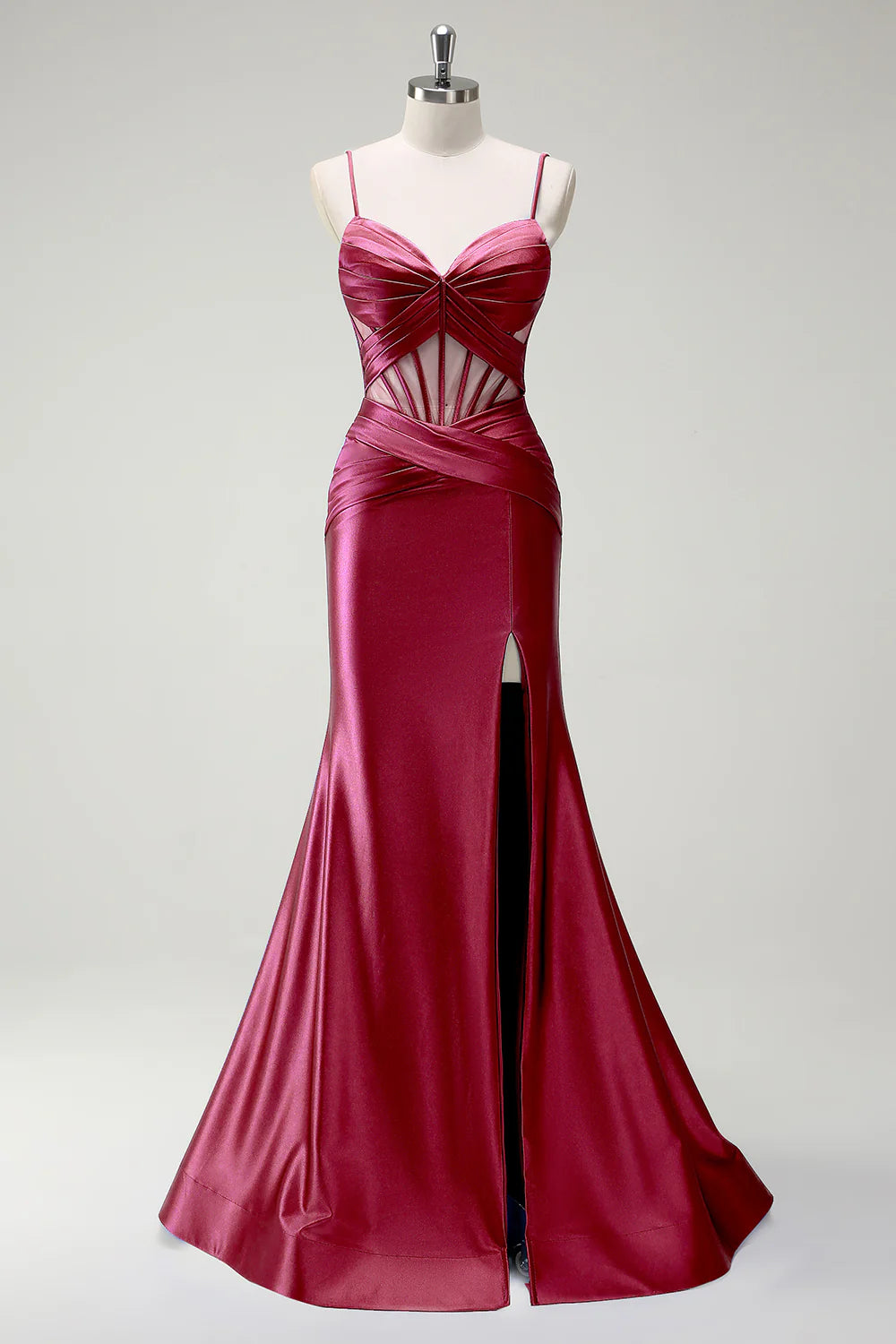 OKBBN mermaid slim shoulder strap long satin sleeveless evening gown