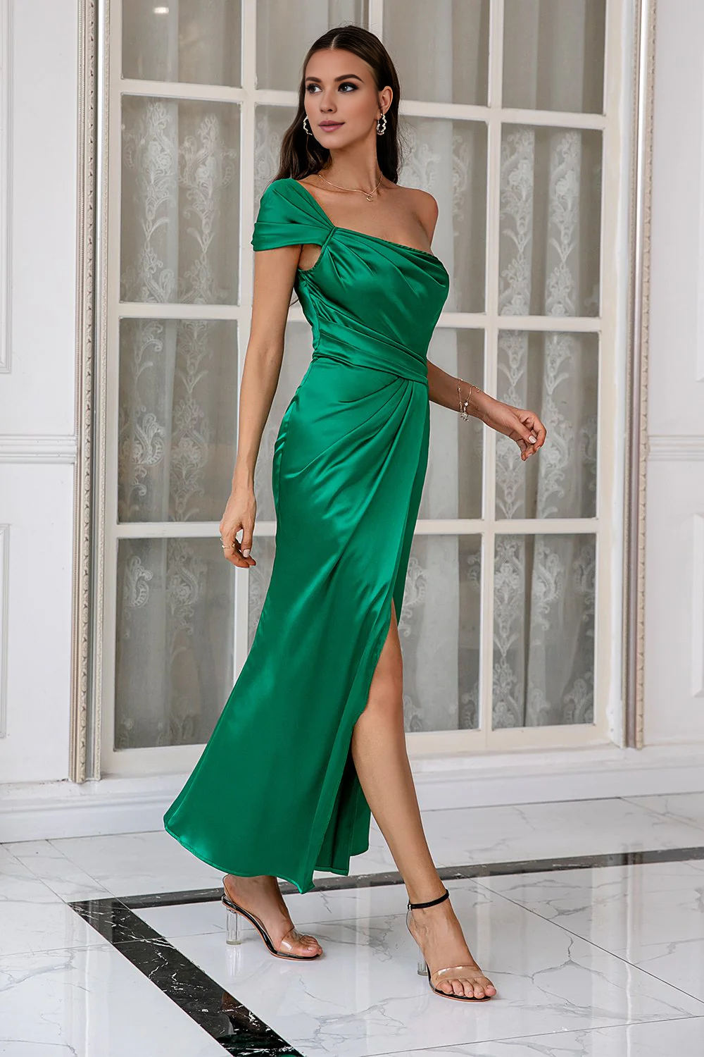 OKBBN One Shoulder Split Long Evening Dress