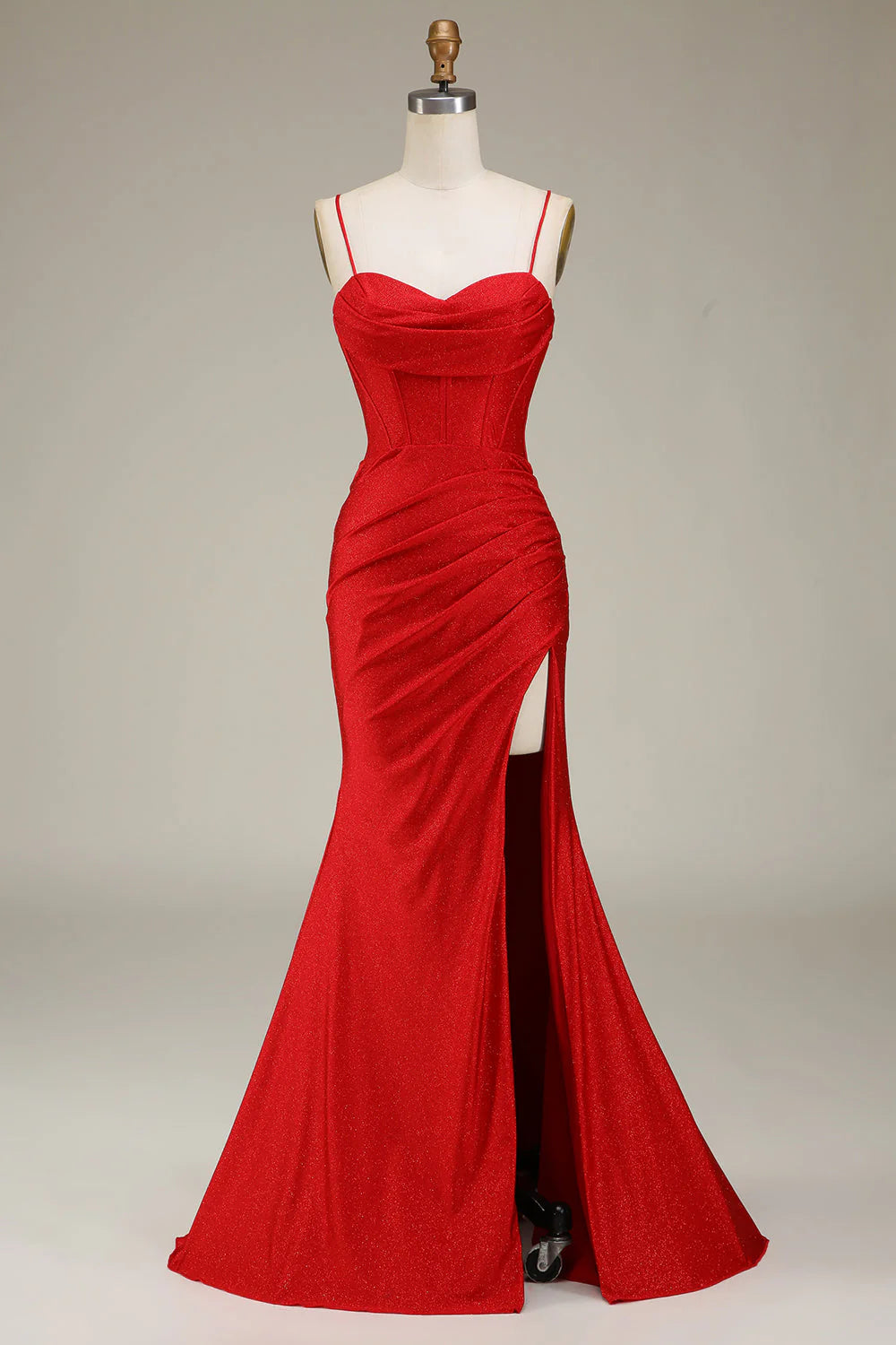 OKBBN mermaid slim shoulder strap satin tight corset slit evening gown