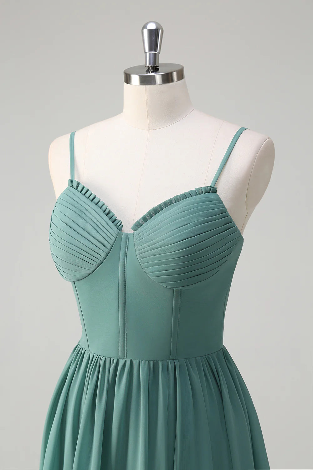 OKBBN A-line layered thin shoulder strap tight corset with slit ball dress