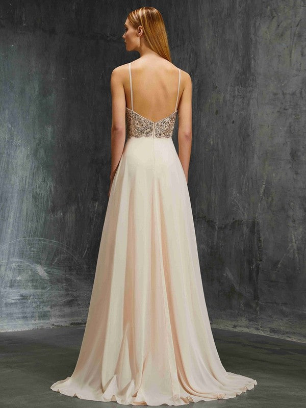 Sweet slim princess spaghetti strap sleeveless roll/strapless chiffon dress