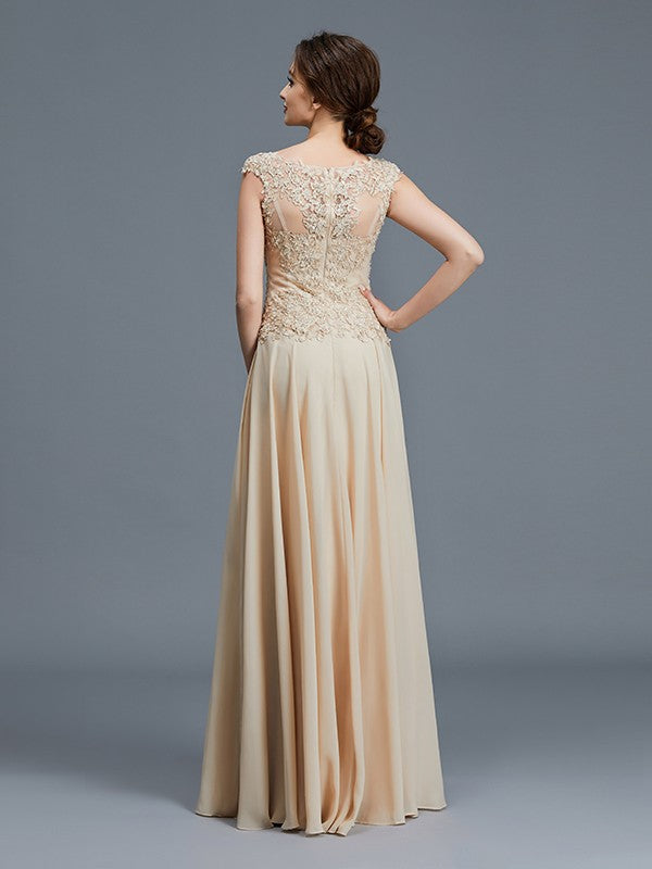 Elegant princess style curved sleeveless ruffled chiffon floor to ceiling long skirt Mother of the Bride Dresses
