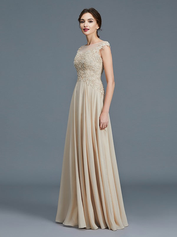 Elegant princess style curved sleeveless ruffled chiffon floor to ceiling long skirt Mother of the Bride Dresses