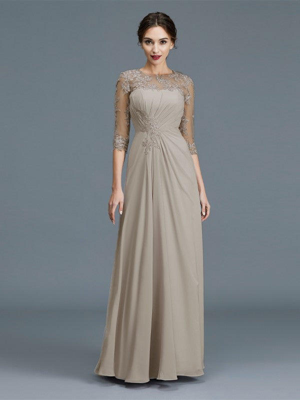 A-line Princess Dress Chiffon Ruffle Edge Floor mopping Bride Mom Dress