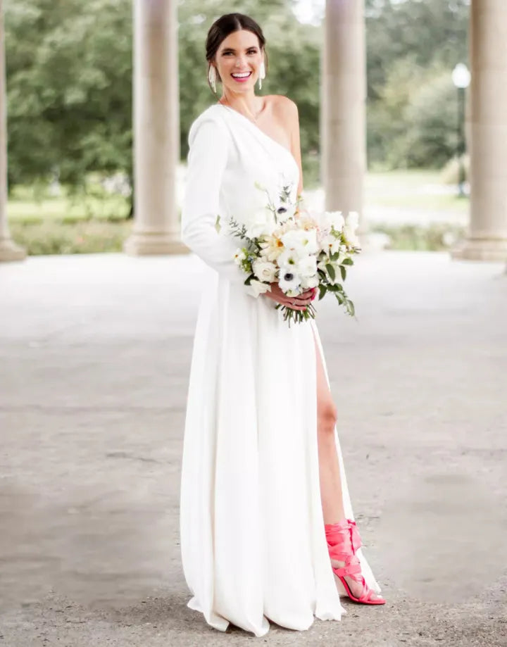 Sweet and Sexy One Shoulder Chiffon Party Evening Ball Wedding Formal Wedding Dress