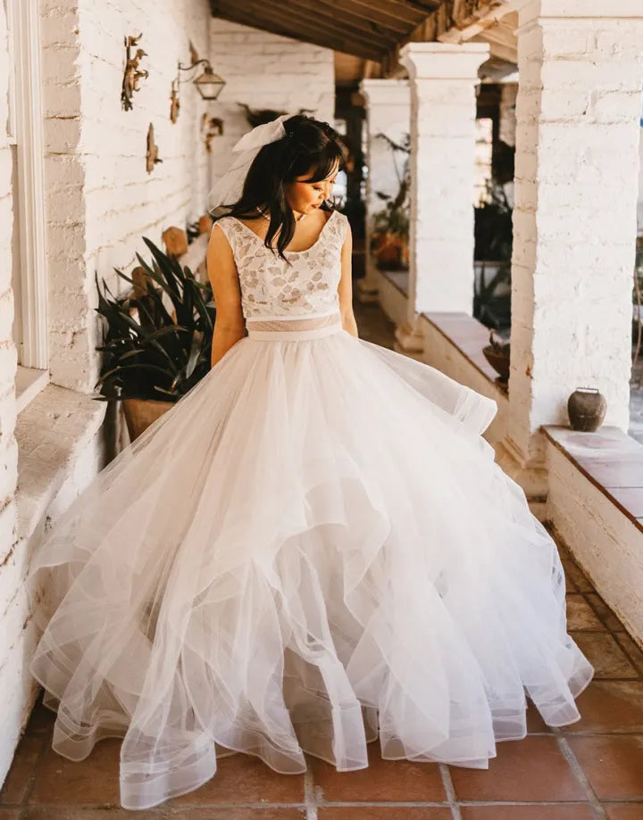 A-line Elegant Layered Sleeveless Party Evening Ball Wedding Dress