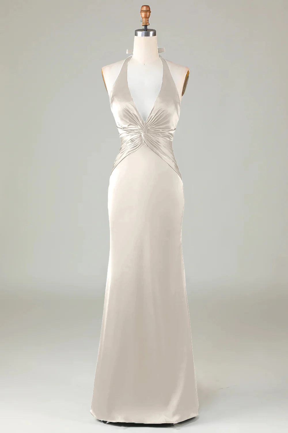 OKBBN Elegant Mermaid Strap Satin Long Evening Dress