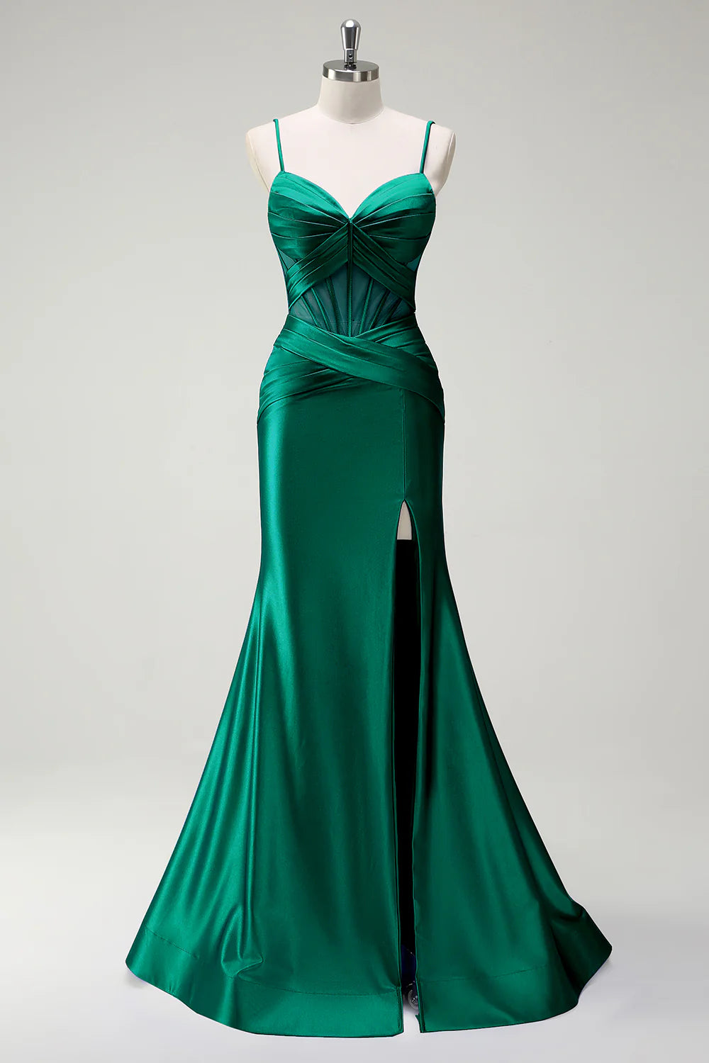 OKBBN mermaid slim shoulder strap long satin sleeveless evening gown