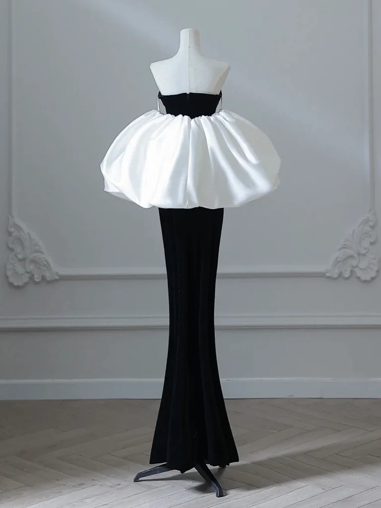 Simple Mermaid Velvet Black Long Evening Dress Black Long Formal Dress