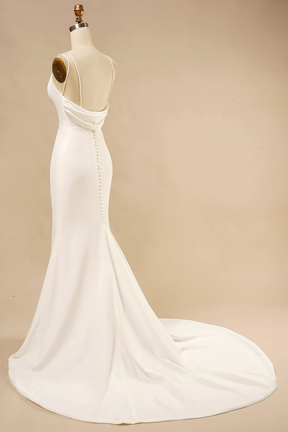 White Mermaid Boho Wedding Dress with Ruffles