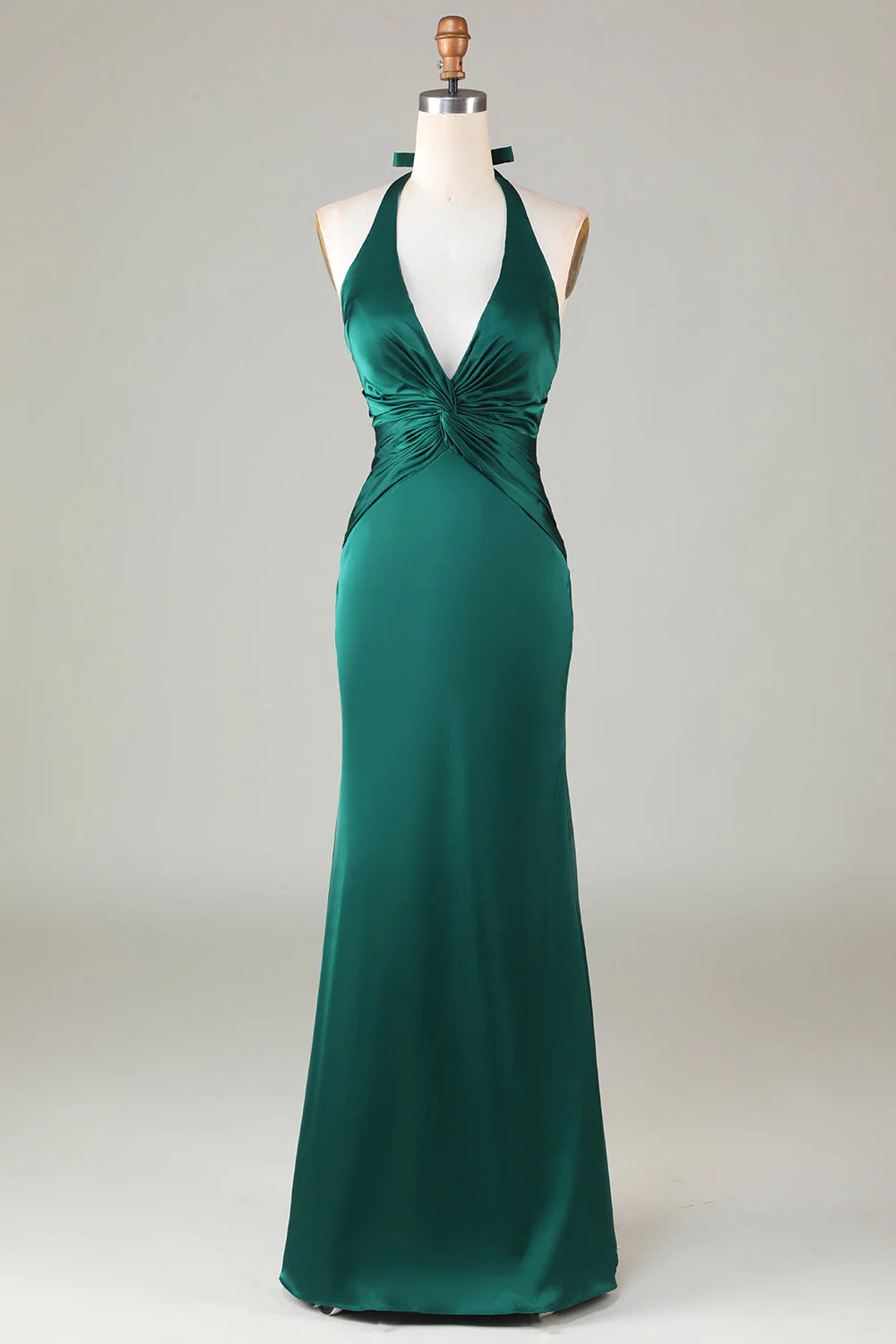 OKBBN Elegant Mermaid Strap Satin Long Evening Dress