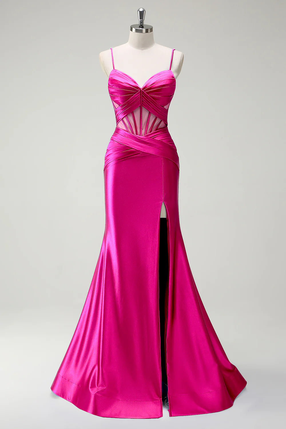 OKBBN mermaid slim shoulder strap long satin sleeveless evening gown