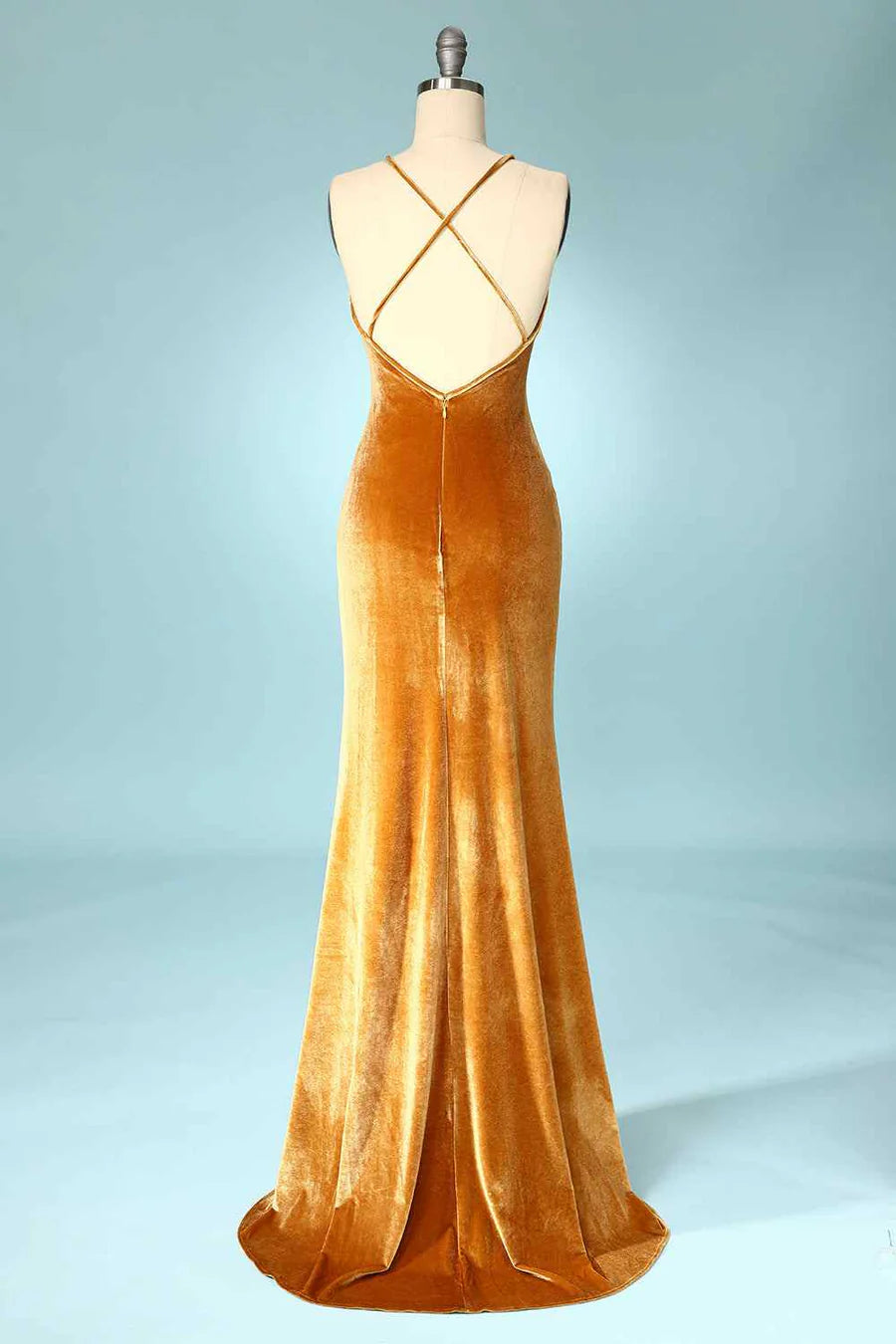Velvet Cross-Back Mermaid Bridesmaid Dress