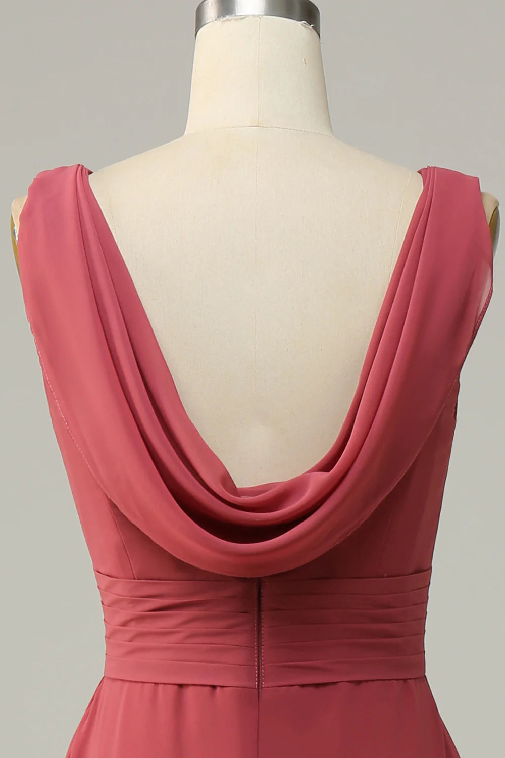 Sexy and elegant V-neck desert rose sleeveless chiffon long bridesmaid dress