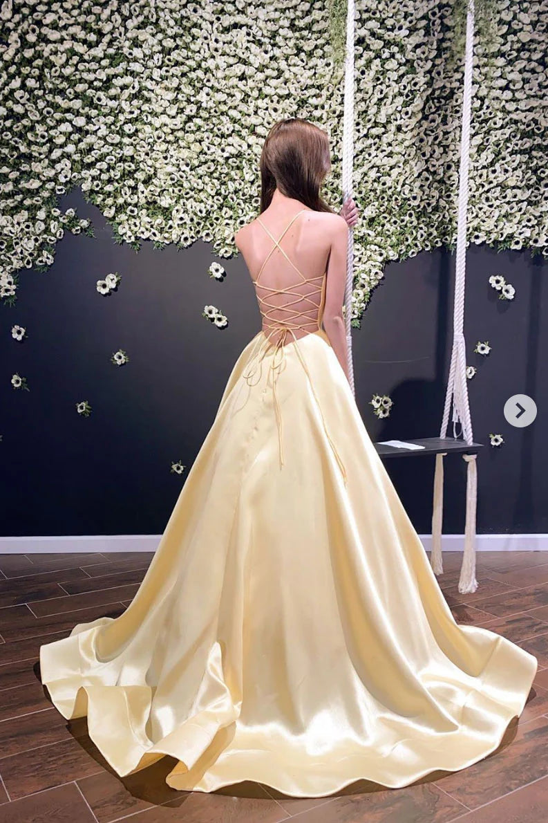 Simple Yellow Sweetheart Prom Dress Yellow Formal Evening Dresses