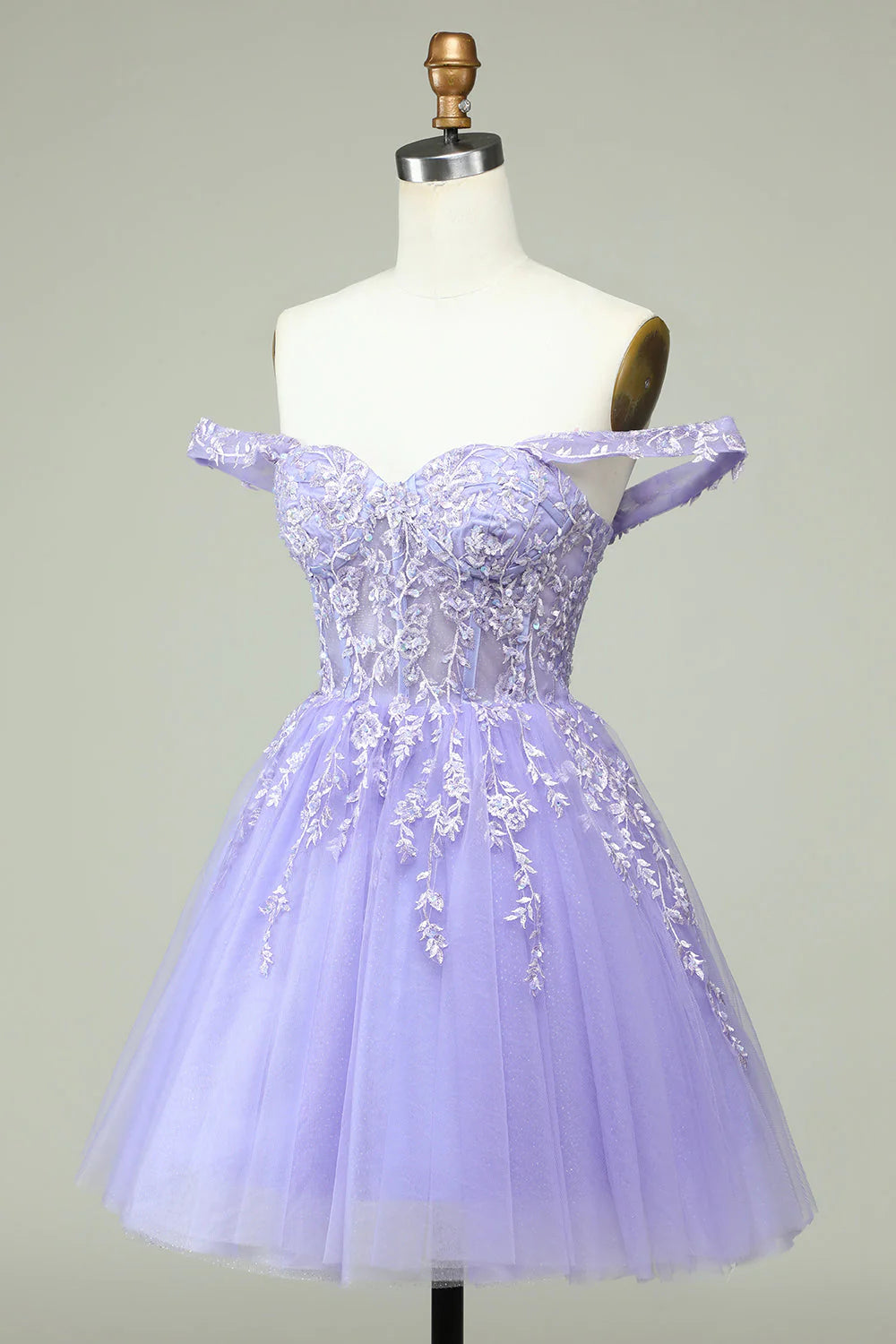A Line Off the Shoulder Corset Short Homecoming Dress