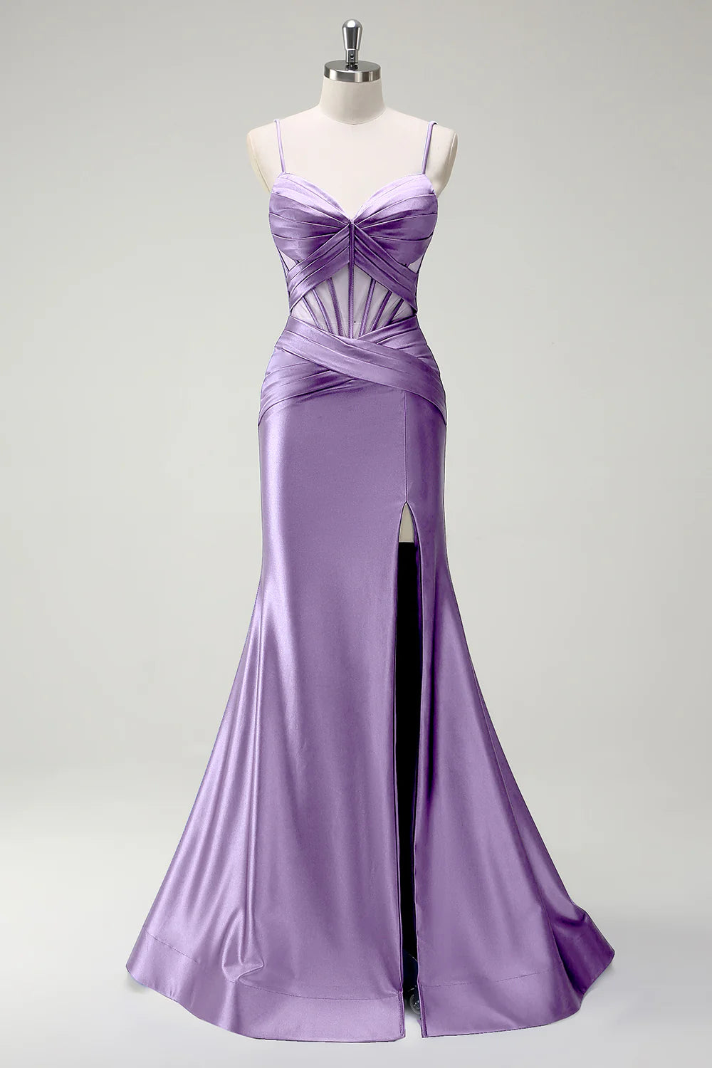 OKBBN mermaid slim shoulder strap long satin sleeveless evening gown