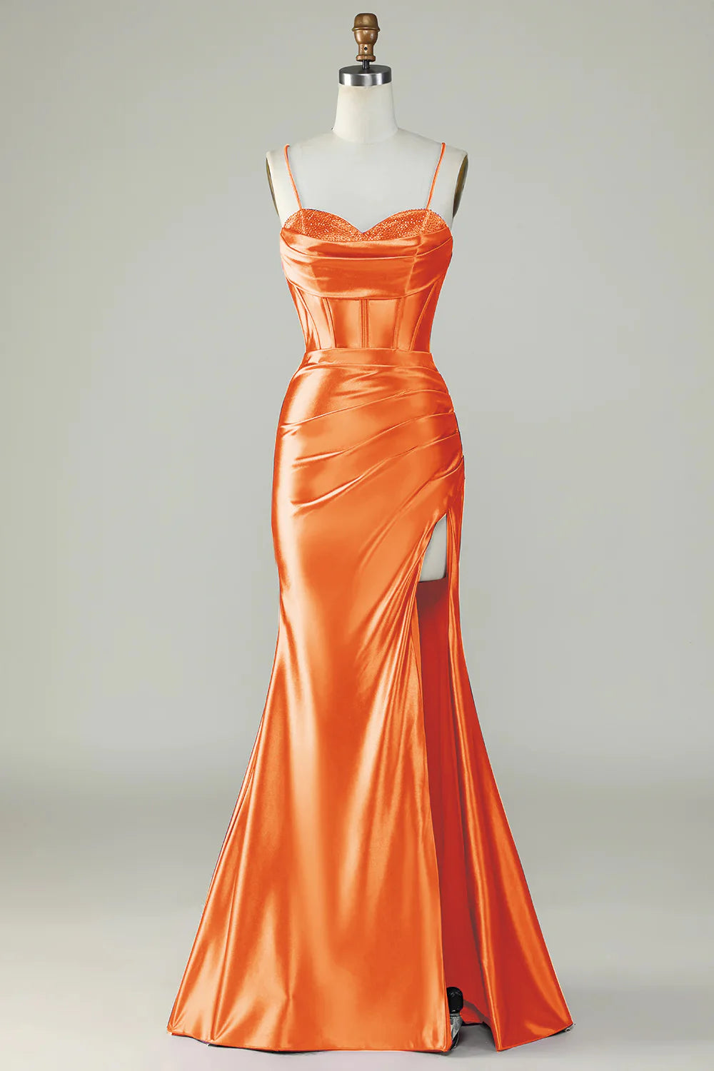 OKBBN mermaid slim shoulder strap slit long evening gown