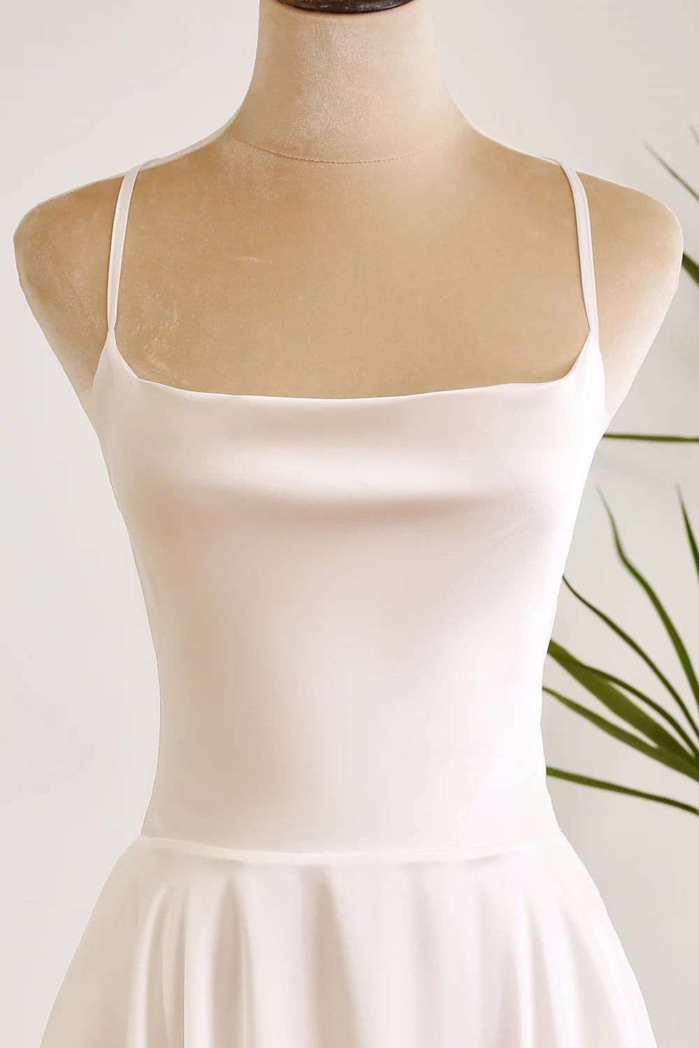 A Line Spaghetti Straps Backless Satin Swing White Short Graduation Dress