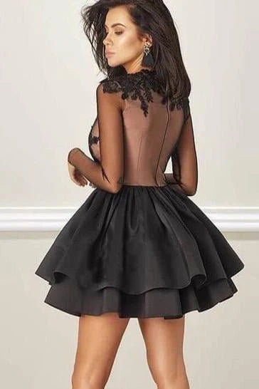 Jewelry Long sleeved Black Over Knee Back to School Party Dress