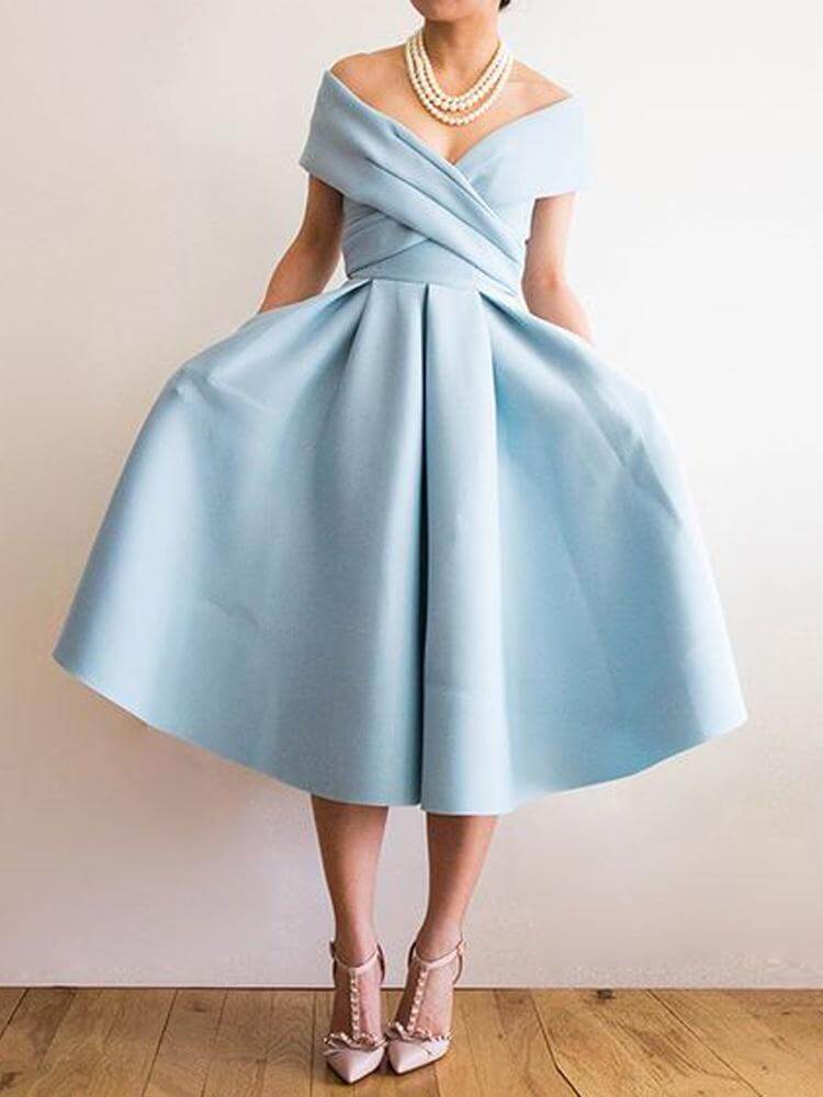 One Shoulder Cocktail Dress V-Neck Homecoming Dress