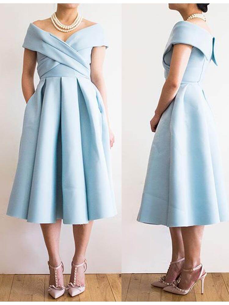 One Shoulder Cocktail Dress V-Neck Homecoming Dress