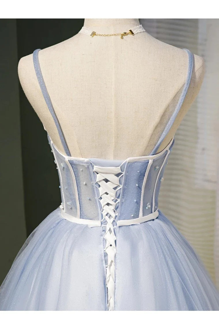 A-line short sleeved tulle flower back to school party short dress