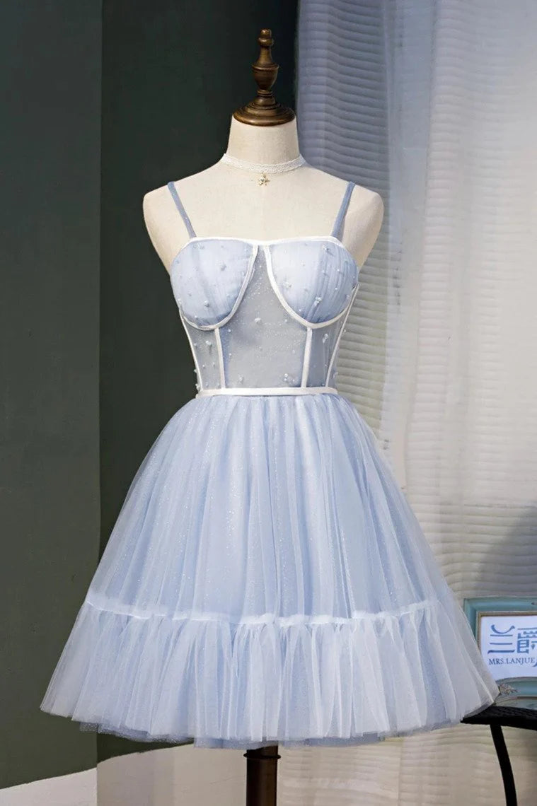 A-line short sleeved tulle flower back to school party short dress
