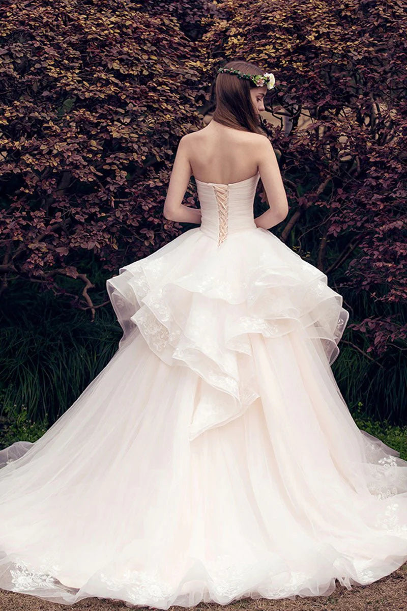 A beautiful A-line sweet sheer wedding dress with stickers
