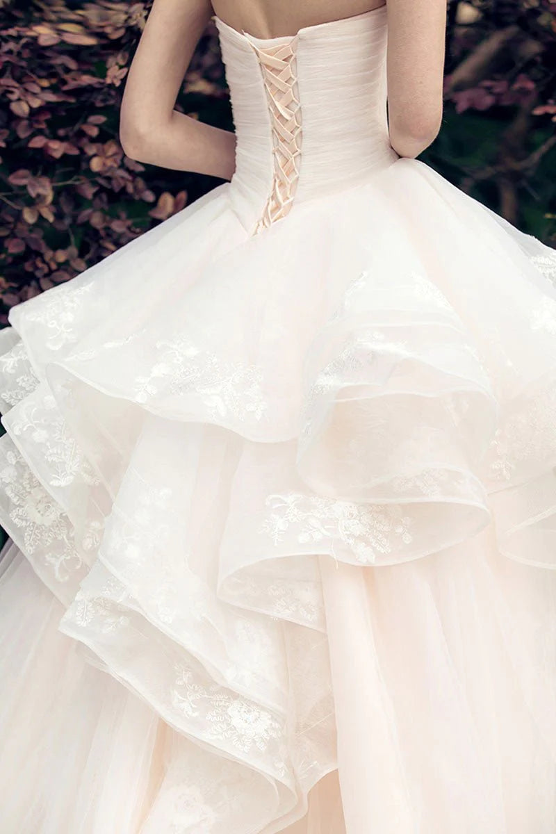 A beautiful A-line sweet sheer wedding dress with stickers