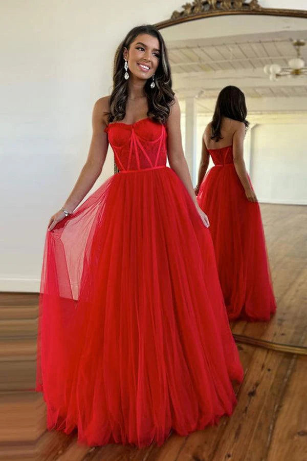 A-line sweet lace sheer long slit ball dress
