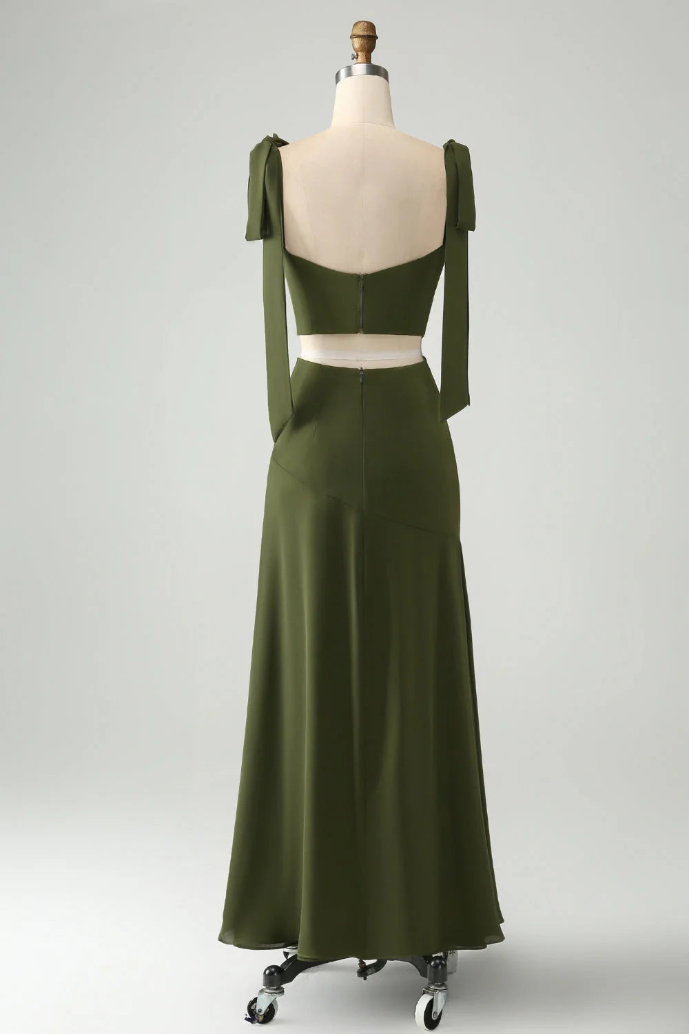A Line Spaghetti Straps Floor Length Dress with Slit