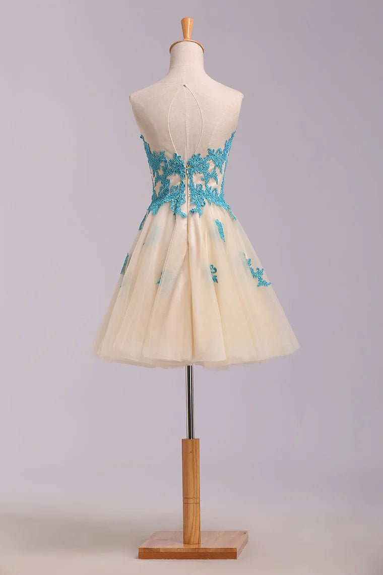 Beautiful A-line dress with short mini style embellished with floral chiffon