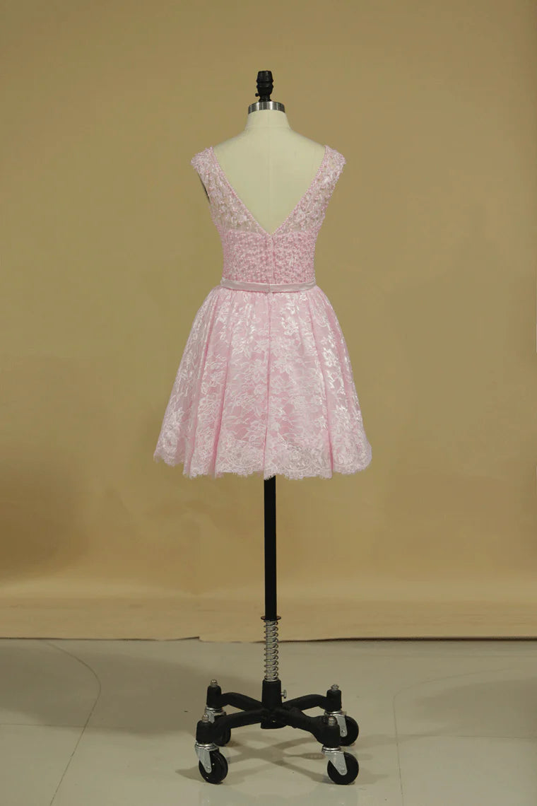 Beautiful and elegant dress A-line sheer white beaded short mini