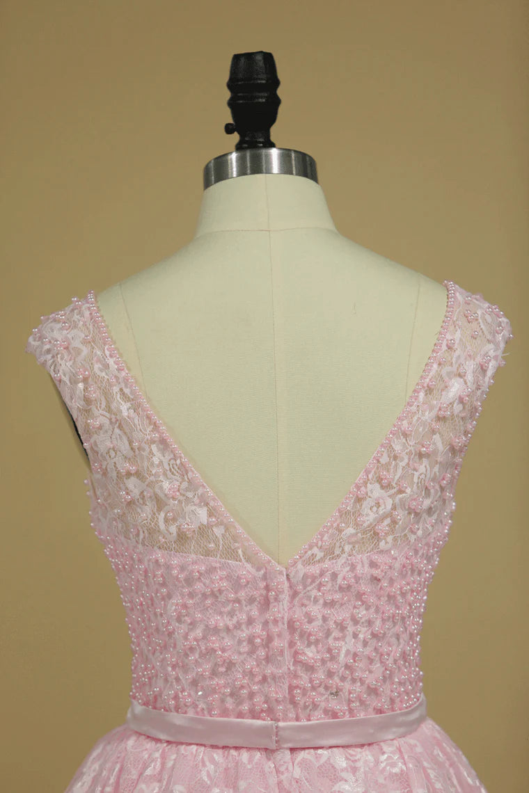 Beautiful and elegant dress A-line sheer white beaded short mini