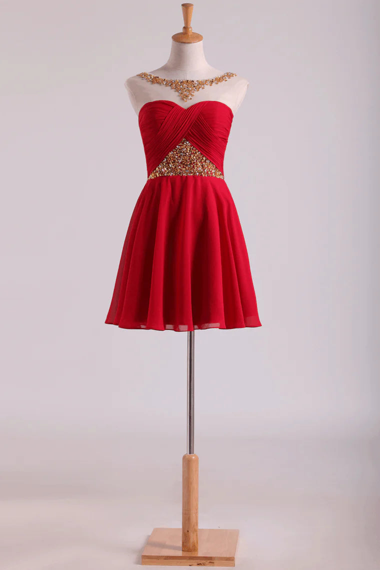Beautiful and elegant dress A-line short beaded mini chiffon