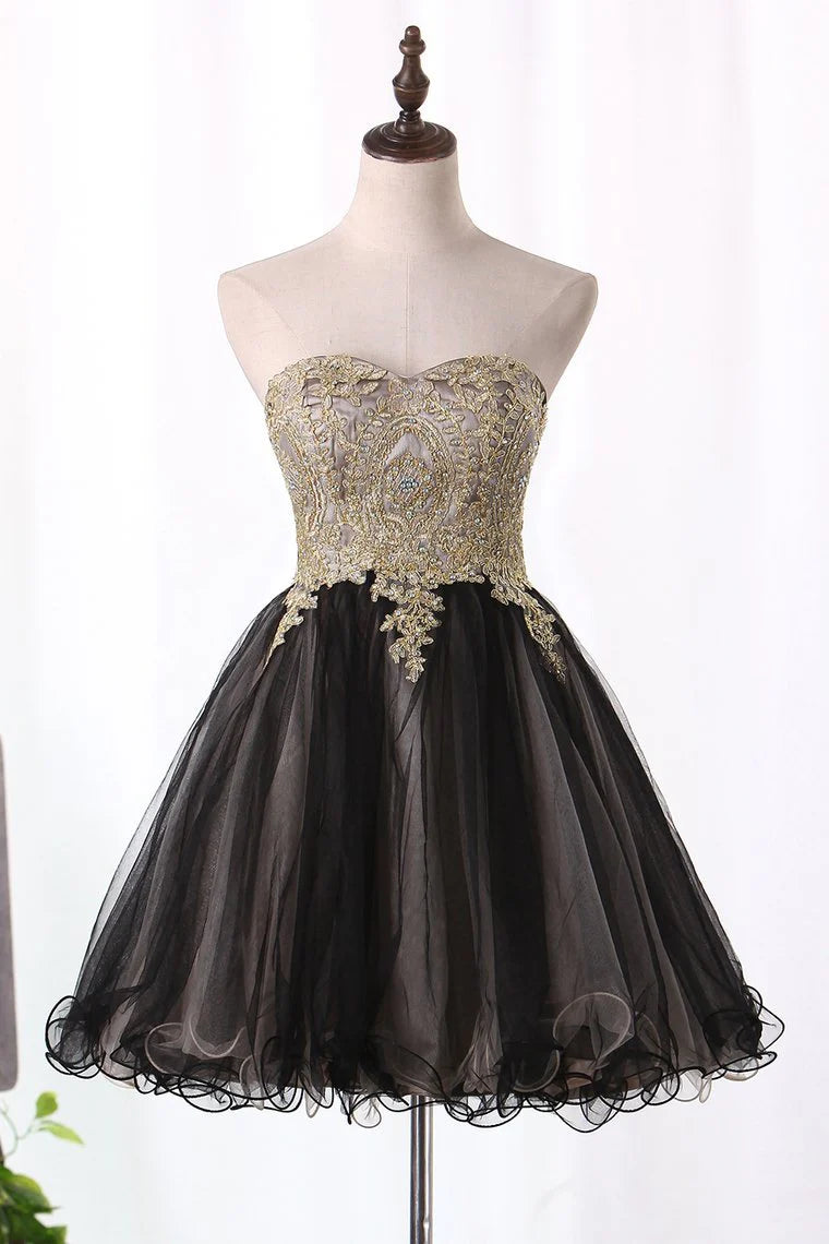 Two tone beautiful and elegant sweet dress with sheer beads and stickers