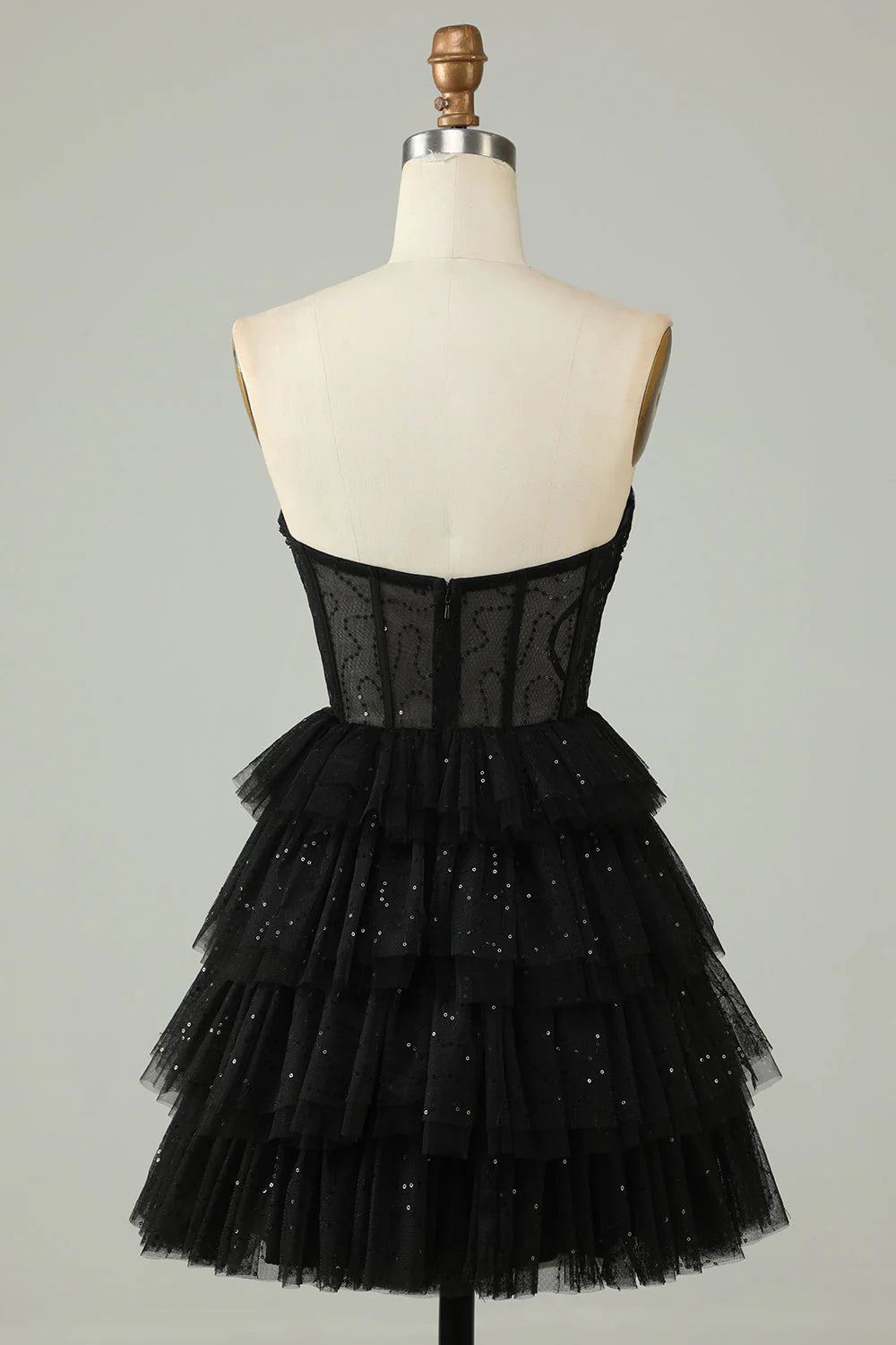 A Line Strapless Tiered Corset Homecoming Dress