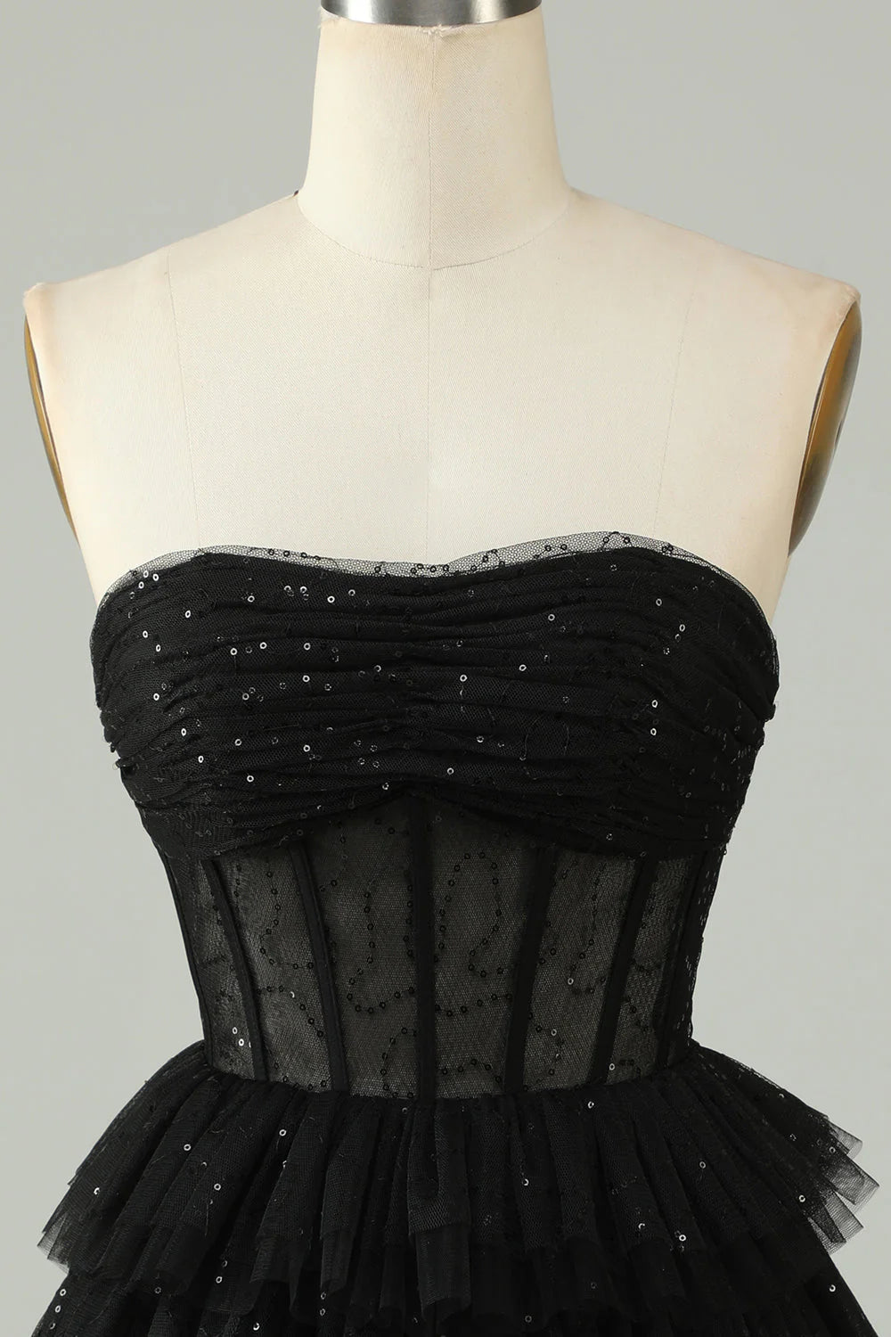 A Line Strapless Tiered Corset Homecoming Dress