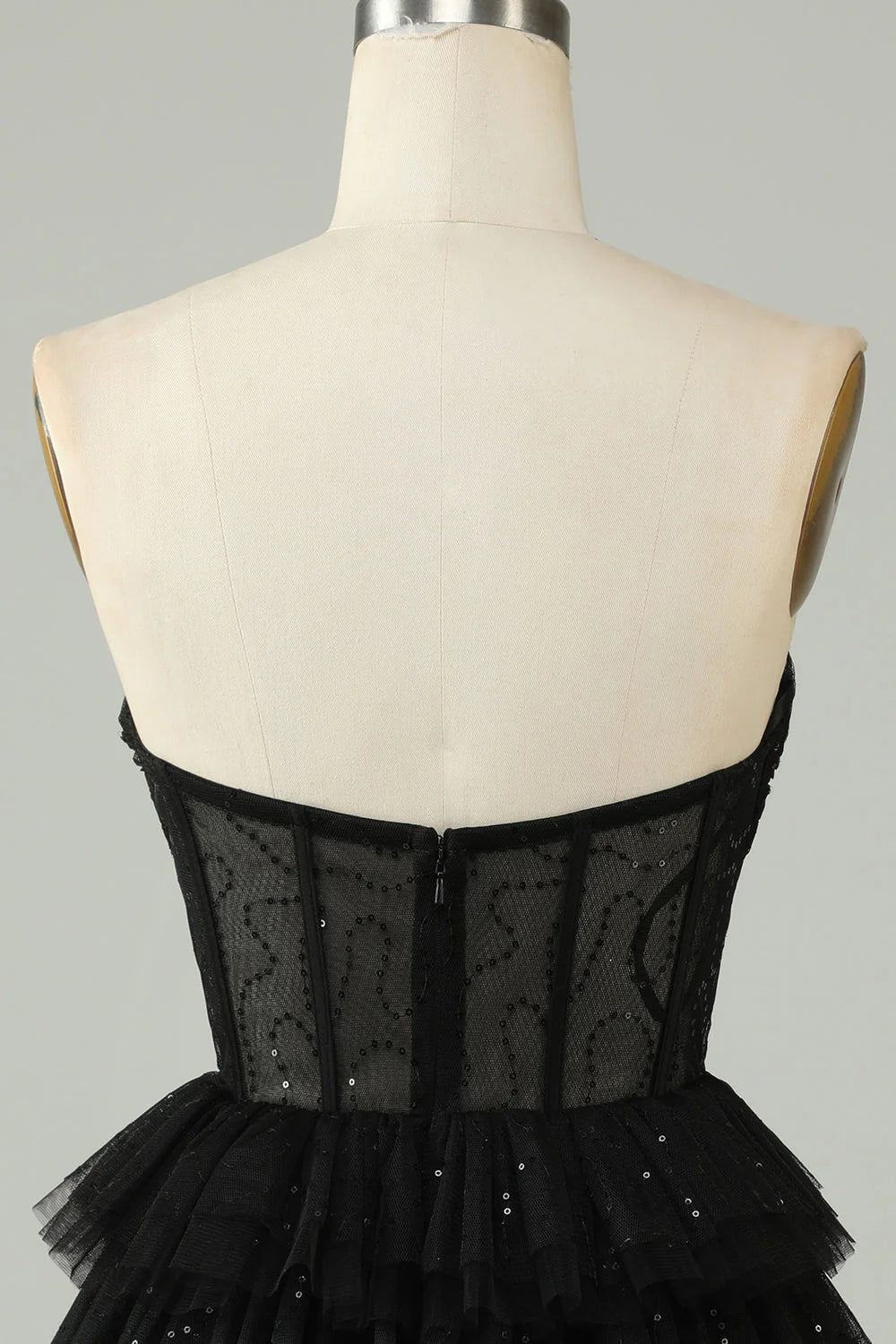 A Line Strapless Tiered Corset Homecoming Dress