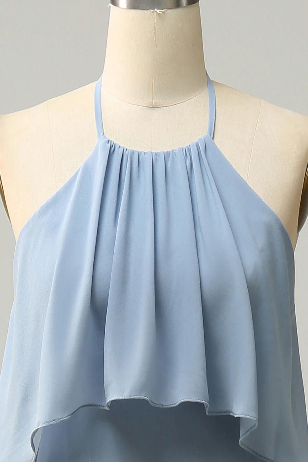 A Line Halter Chiffon Bridesmaid Dress with Ruffles