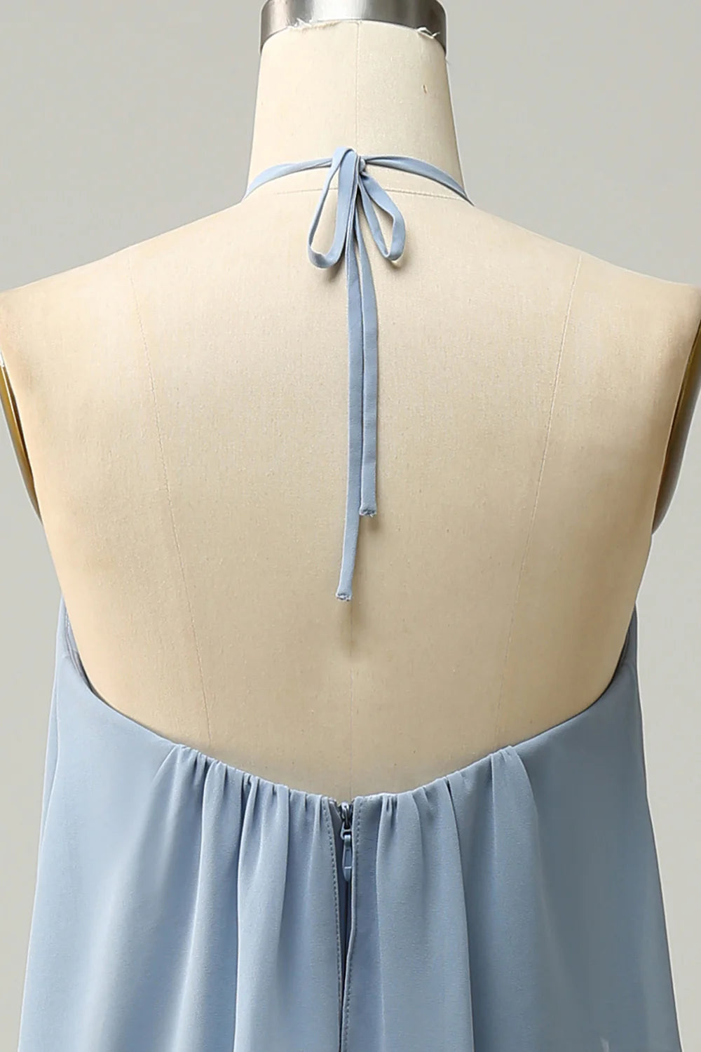 A Line Halter Chiffon Bridesmaid Dress with Ruffles