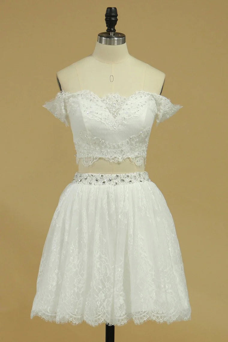Elegant and beautiful boat neck A-line dress with lace up two-piece set