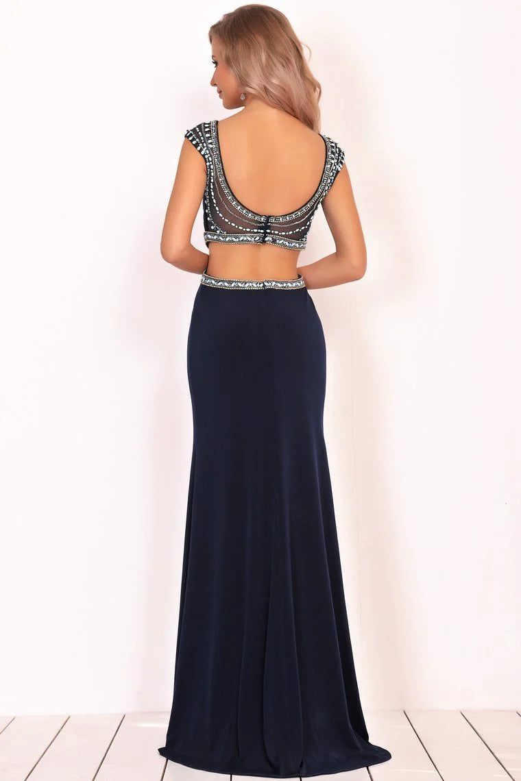 Beaded Water Diamond Mermaid Spandex Formal Cocktail Ball Dress