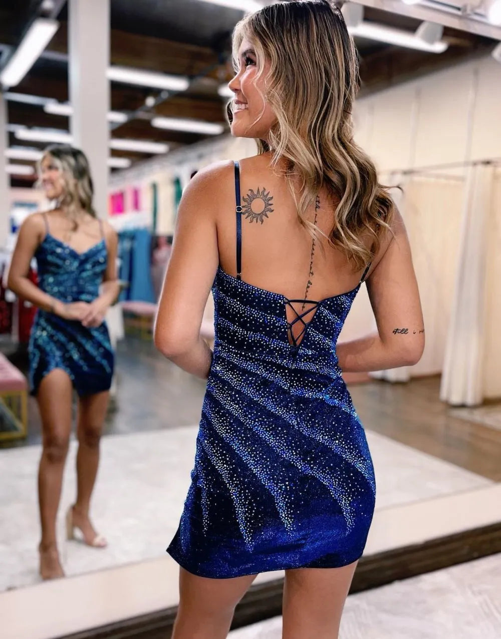 Slim Fit Sexy Italian Noodle Strap Sparkling Party Dress