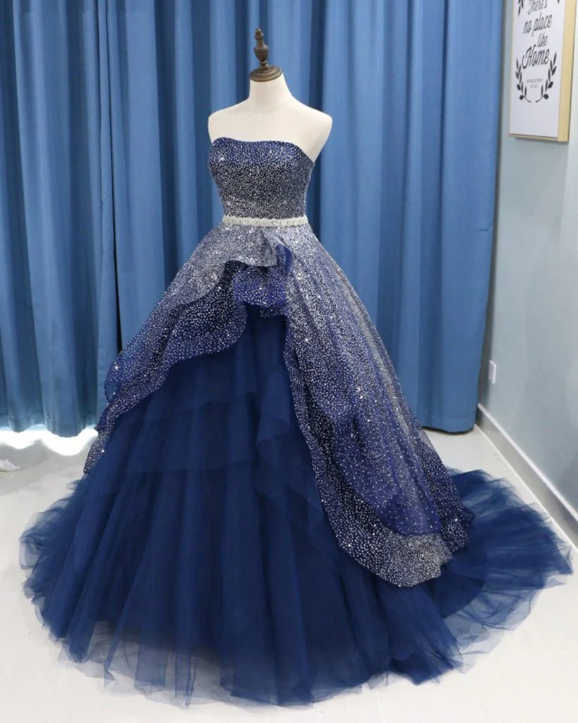 Brand new elegant and sexy strapless beaded ball evening dress
