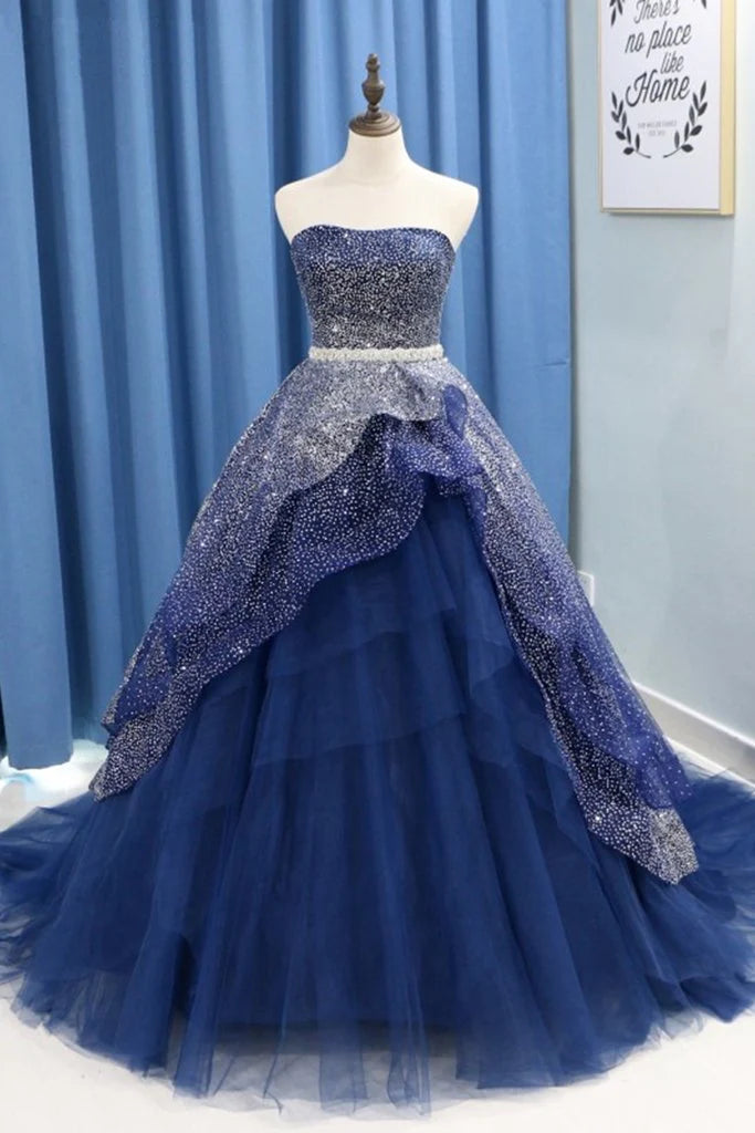 Brand new elegant and sexy strapless beaded ball evening dress