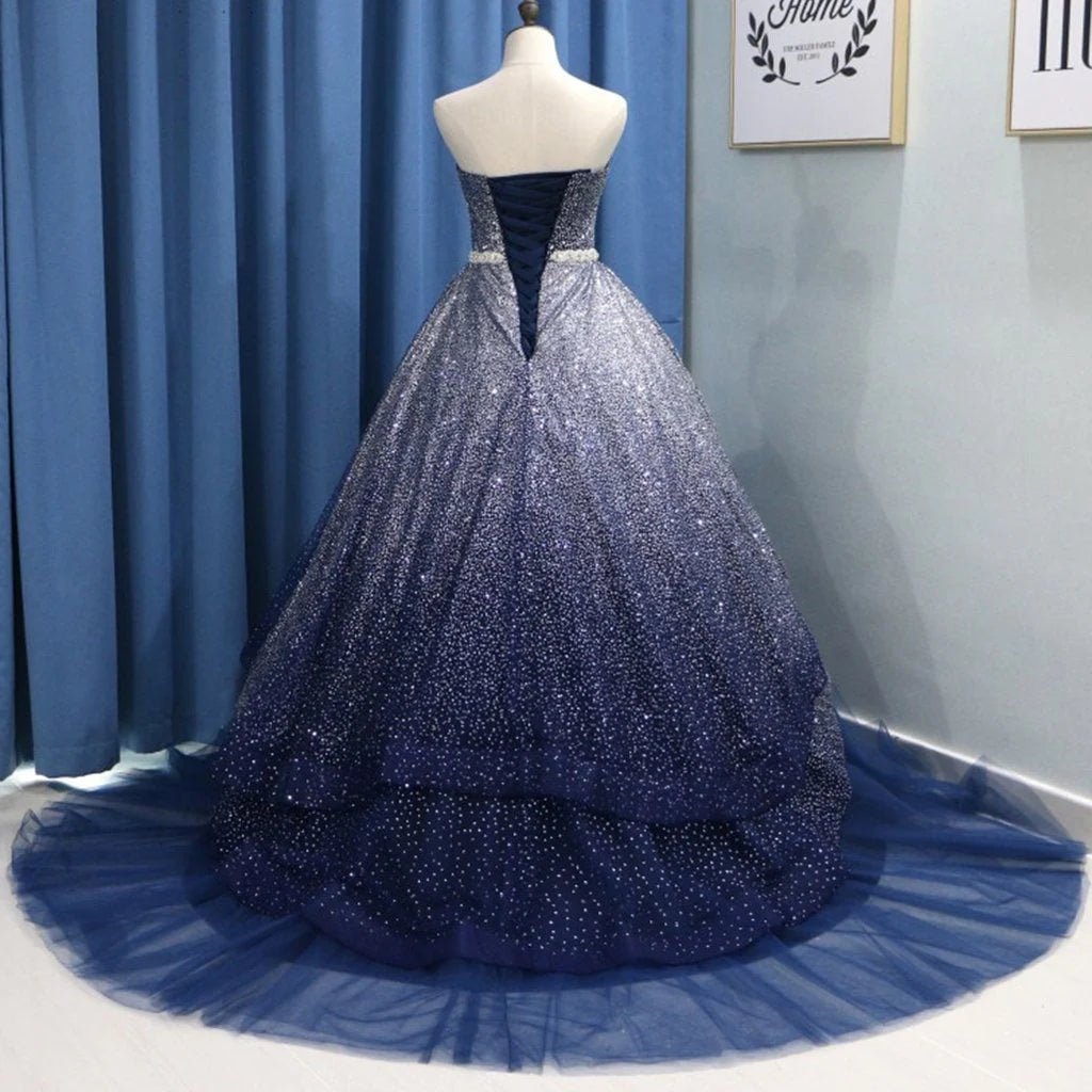 Brand new elegant and sexy strapless beaded ball evening dress